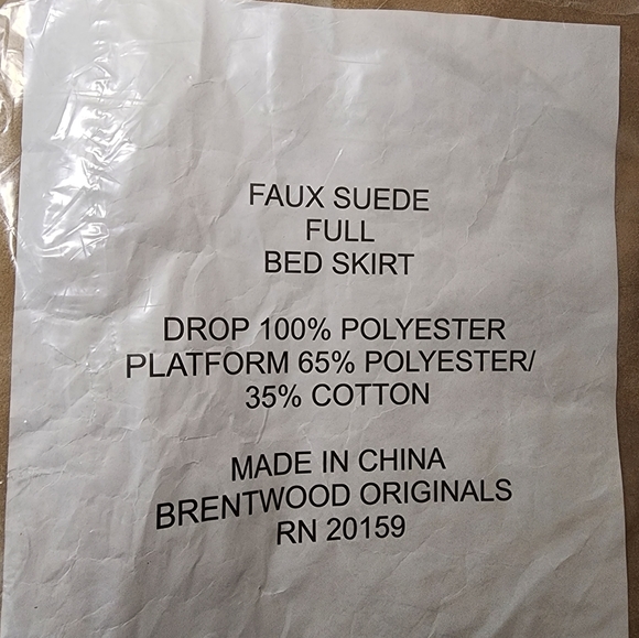 Pleated Bed Skirt Full Size Faux Suede Bark Taupe Brown 54" x 80" NWT - Picture 7 of 10